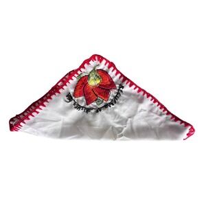 Unbranded Handkerchief Unisex OS White Red Floral Cotton Blend Crochet Trim‎